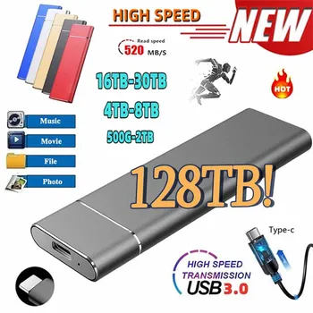 1 tb-os Hordozható Nagy Sebességű Mobil szilárdtestalapú Meghajtó 500GB SSD Mobil Merevlemez-Meghajtók Külső Tároló Decives Laptop mac 2023 Új