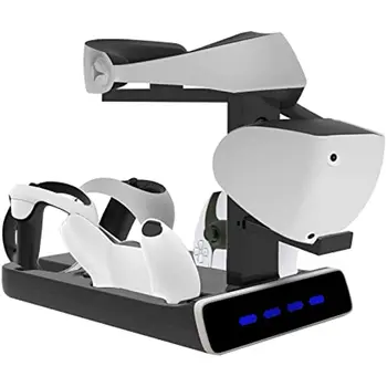 a PS VR2 töltőállomás LED Töltő Dokkoló PS5 PSVR2 Kijelző Állni a VR Headset 4 Vezérlő, Töltő Állomás