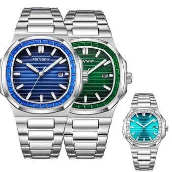 AOCASDIY új strasszos watch Üzleti alkalmi vízálló naptár világító karóra Divat a retro időzítés óra férfiaknak