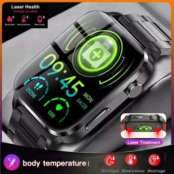 Intelligens Karóra vércukorszint Férfiak Lézer Asszisztált Terápia Három Magas Vérnyomás Monitor IP68 Vízálló Smartwatch Nők Xiaom