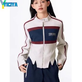YICIYA kabát bombázó nők új felsőruházat Fél-magas gallér y2k vintage egyetemi Kabátok racing Amerikai túlméretes baseball Dzseki