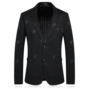 2019 új őszi-téli boutique férfi alkalmi nyomtatás nagy méretű blazer férfi klasszikus fekete üzleti alkalmi öltöny zakó