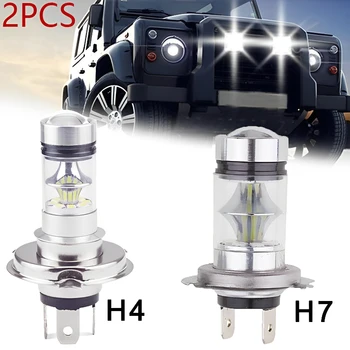 2db 100W H4 H7 HID Fehér LED Fényszóró Izzó Szuper Fényes Fehér Led Autó Vezetési Ködlámpa Lámpa Automatikus Ködlámpa Autó Tartozékok