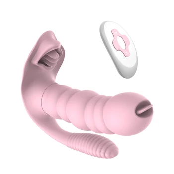 3 AZ 1-ben Szopás Nyalás Vibrátor Erotikus 10 Mód Vibráló Anális Vagina Klitorisz Stimulátor Hordható Szóbeli Nyelv Szexuális Játékszerek Nőknek