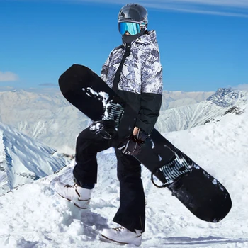 -30 Fok Férfi síruha Vízálló, Szélálló Snowboard Viselni Hó Kabátok Előke Nadrág Férfi Overall Meleg Téli Kabát