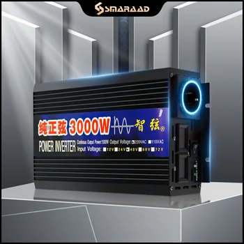 3000W Tiszta szinuszos Inverter Solar Power Inverter 12v-220v DC/AC Átalakító 24v 48v 50hz 110v Térképről Inverter