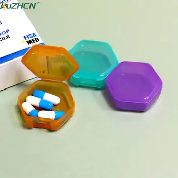 3PCS Mini Hatszög Átlátszó Műanyag Kis Doboz Tabletta Ékszer Tároló Ügyet Befejező Tároló Kis Tabletta Doboz