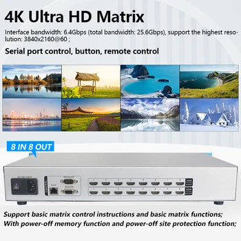 4x4 8x8 8x16 16x16 HDMI Matrix Váltó 4K60Hz Professzionális Rack Splitter Támogatás HDCP2.2(HDMI2.0)/EDID/RS232/TCP/IP-Ellenőrzés