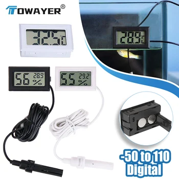 -50 110 Digitális Hőmérő Mini LCD Kijelző Méter Hűtők Fagyasztók Hűtők Akvárium Hűtőberendezések Mini 1M Szonda Eszköz