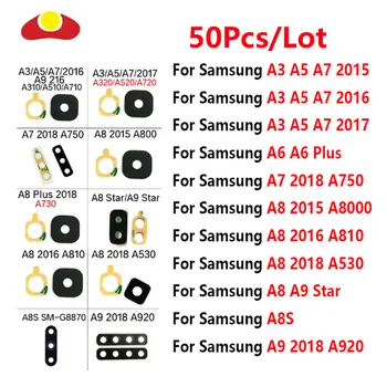 50Pcs Hátsó Hátsó Kamera Üveg Lencse Samsung A3 A5 A7 A6 A7 A8 A8S A9 Pro Plus Star 2015 2016 2017 2018 2019 310 A320 A750