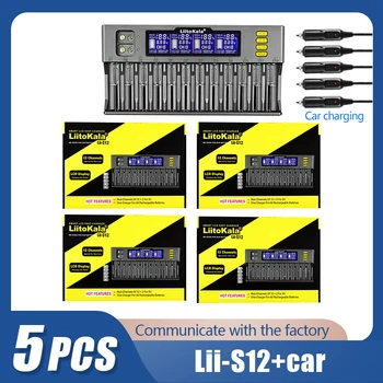 5DB LiitoKala Lii-S12 12 Slot LCD Akkumulátor Töltő Li-ion LiFePO4 Ni-MH, Ni-Cd 9V 21700 26650 18350 18650 16340 akkumulátor