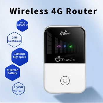 A 4G Router, Wifi Vezeték nélküli LTE 150Mbps Router Modem Nyitva 3G Zsebében Mifi Hotspot Zsebében, Wi-Fi A SIM-Kártya Foglalat+2100mah Akku