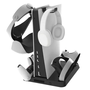 A PS5 Konzol Multifunkcionális Hűtő Állvány Dual Controller Töltő, CD VR Sisak Tárolására PS VR2 Kezelni Töltő Dokkoló