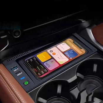 Autó QI vezeték nélküli töltő töltő 15w gyors telefon töltő töltési pad panel telefon tartó BMW X5 F15 X6 F16 tartozékok
