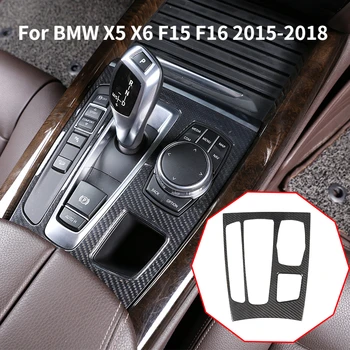 BMW X5 X6 F15 F16 2015-2018 Autó Tartozékok Belső Center sebességváltási Panel Fedél Keret Vágja A BALKORMÁNYOS Igazi Szénszálas Q2