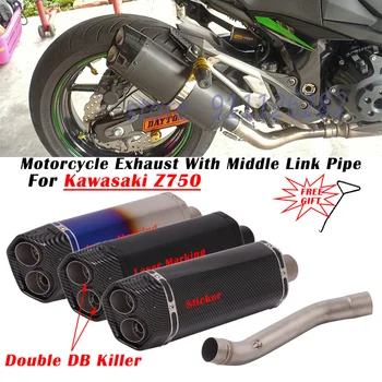 Csúszik A Kawasaki Z750 Motorkerékpár, Kipufogó Menekülés Rendszer Módosított Kivehető Dupla DB Gyilkos Kipufogó Középső Link Cső