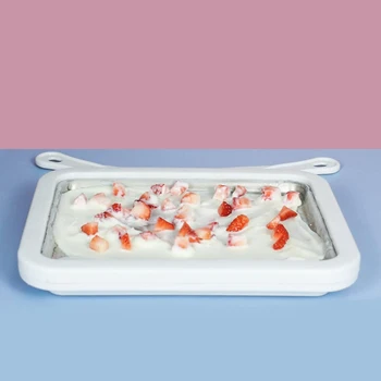 DIY Sült Joghurt Készítő Gép Gyermek Sült fagylalt Készítő Mini Hűtött Rozsdamentes acéllemez, Két Lapát