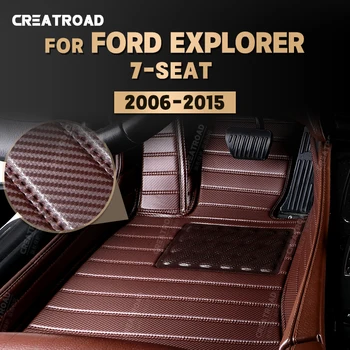 Egyéni Szén-Rost Szőnyegek Ford Explorer（7-Ülés）2006-2015 07 08 09 10 11 12 13 14 Láb Szőnyeg Automatikus Belső Kiegészítők