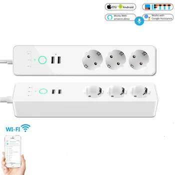 EU Wifi Smart Power Strip 3 Konnektor Csatlakozó 2 USB Töltő Port Időzítés Tuya App hangvezérlés Munka Alexa, a Google Haza