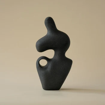 Fekete Kreatív Alakú Váza Geometriai Díszítés Gyanta Középső Ősi Dekorációs Kellék Szobor Ruha bolt Art Modell Szoba