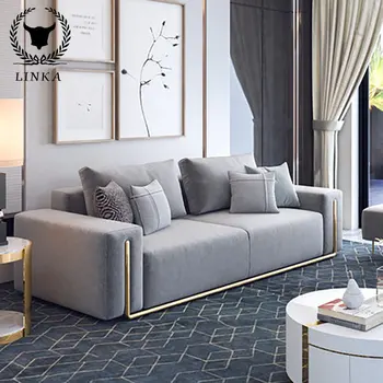 Fény Luxus Poszt-modern, Egyszerű Kis Lakás, Kanapé, Nappali Kombinált Bútor Szövet Északi Bőr Egységes