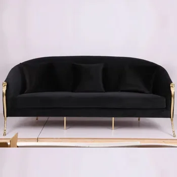Fény luxus stílusú nappali sheepshead karfa fekete szövet kanapé, nappali, három üléses kanapé