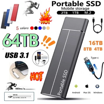 Hordozható 1 tb-os 2 tb-os SSD 4 TB 16TB Külső Merevlemez-Meghajtó C-Típusú USB 3.1 nagysebességű 8TB Külső Tároló merevlemezek Laptopok