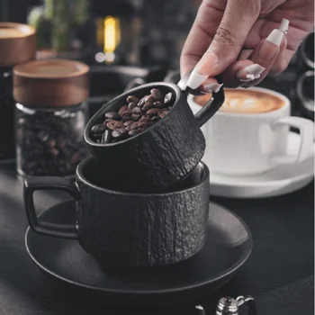 Japán kávét high-end gyönyörű fekete-fehér, magas megjelenés rock minta ajándék doboz kerámia reggeli