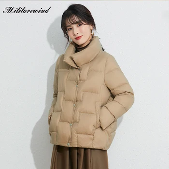 Koreai Laza Ultra Könnyű Le Kabátok Női Kapucnis Fehér Kacsa Le Meleg Alkalmi Téli Egysoros Új Női Téli Kabát