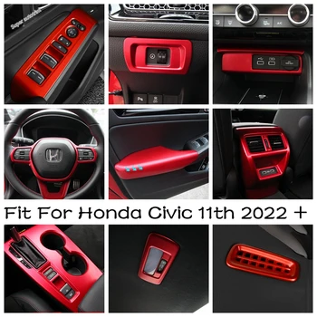 Kormánykerék / Ablak Lift / Műszerfal Keret / Fej Fény Fedezze Kárpitozás, Honda Civic 11 2022 2023 Piros Tartozékok Belső