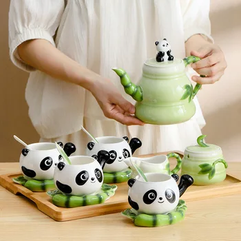 Kreatív Panda Tea Kínában Készült Kerámia Magas minőségű Virágos teáskannában Csésze Kávét Meghatározott Ajándék Zománc Kupa Konyhai Edények