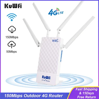 KuWfi Oudoor Vízálló 4G 150Mbps Router Wifi Router a SIM-Kártya Nyílásba LTE Router 48V POE Switch, Tápellátás 4 Antenna