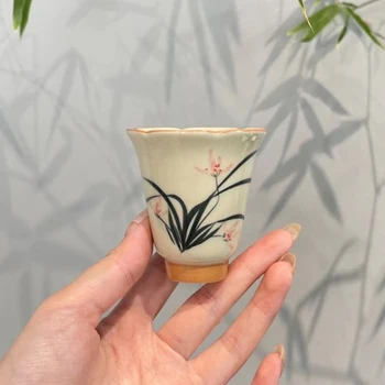 Kézzel festett Tinta Orchidea Tea Csésze Tea Csésze Illatos Kupa Háztartási Kerámia Kínai Kung-Fu Tea Set Mester Kupa