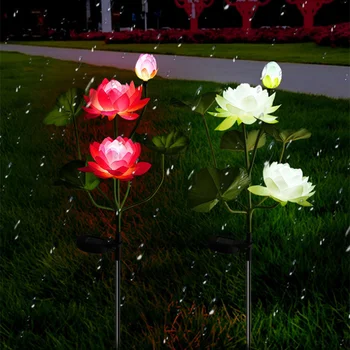 LED Solar Szimuláció Lótusz Virág Napelemes Led Kerti Udvaron Kerti Este Lámpa Táj Otthon Kert Dekoráció Virágok