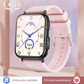 LIGE Új Női Vérnyomás Mérés Sport Intelligens Karóra Férfi Vércukorszint Monitor Egészségügyi IP68 Vízálló EKG+PPG Smartwatch