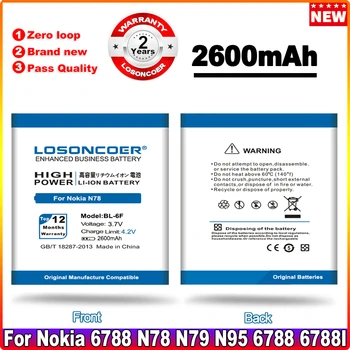 LOSONCOER 2600mAh BL-6F Akkumulátor Akkumulátor Nokia N78 N79 6788 6788I N95 8G Ingyenes Szállítás
