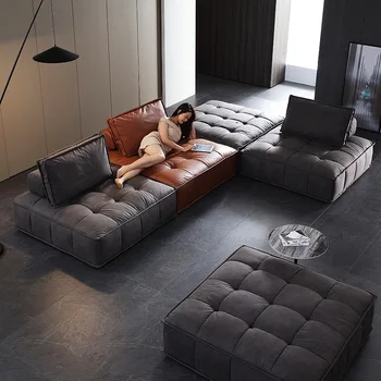 Luxus modern elemes kanapé egyszerű nappali, kis lakás lusta kanapé kreatív tofu blokk egyetlen személy kanapé kombináció
