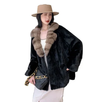Luxus Wholeskin Női Nerc Bundát Őszi Téli Női Meleg Kabát Felsőruházat Kabátban, LF2302JY