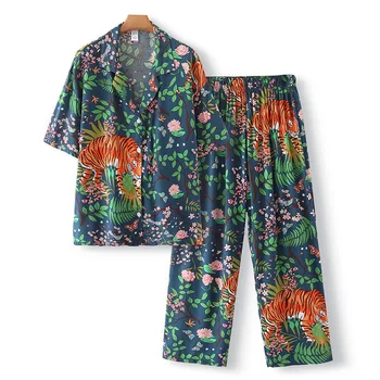 Női Pamut Pizsama Szett Állatok Nyomtatás Loungewear Tavaszi Őszi Hosszú, Rövid Ujjú Hálóruházat Női Hálóruha Pizsi Mujer