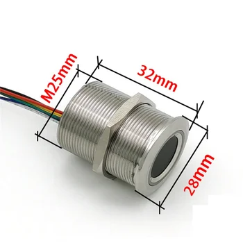 R503 Kör alakú, Kerek RGB Gyűrű Jelző LED Vezérlés DC3.3V MX1.0-6Pin Kapacitív Ujjlenyomat-Érzékelő Modul Szkenner, 15Mm