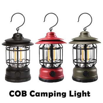 Retro Camping Lámpa Kültéri Vízálló Többfunkciós Hordozható Sátor Fény Party Dekoráció Lóg Lámpás Utca Út Gyep Kert