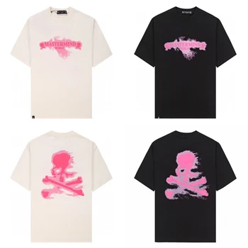 Rózsaszín Puff Nyomtatás Lángelme Férfiak Nők Póló Túlméretezett Koponya Logó a Felső Póló T-shirt