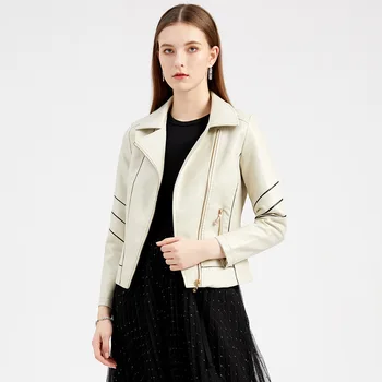 Tavaszi-Őszi Kabát Bőr Női Vékony Modell PU Rövid Kabát, Motoros Ruha Női télikabát