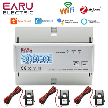 Tuya WiFi ZigBee Három Fázis Kétirányú KWh Energia-Mérő Monitor 3*110/190V vagy 230/400VAC A 3pcs Split Típusú Transzformátor CT