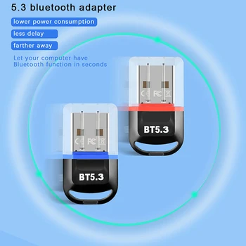 USB Bluetooth Adapter 5.3 Bluetooth Dongle Vezeték nélküli Bluetooth Vevő PC Zene Audio Adó USB BT Adapter