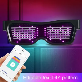 USB Töltés LED Szemüveg Mágikus Bluetooth Party Szemüveg Világítás Által Ellenőrzött ALKALMAZÁS DIY App Ellenőrzések több nyelven Beszélő Villogó