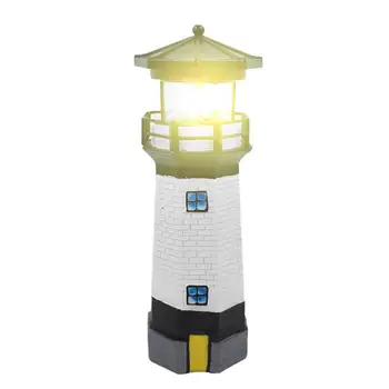 Világítótorony Szobor Alakja Napelemes LED Forgó Kerti Lámpa Vízálló Útmutató Fény Táj Dekoráció