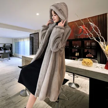Vízálló bársony szőrme kabát női divat közepes hosszú sűrűsödik 2023 új téli szőrme kabát nagy méret a térd női bunda