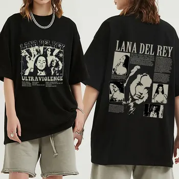 Énekesnő, Lana Del Rey Retro Grafikus Póló Ultraviolence Zenei Album, 100% Pamut Túlméretezett póló Férfi Női Hip-Hop Streetwear