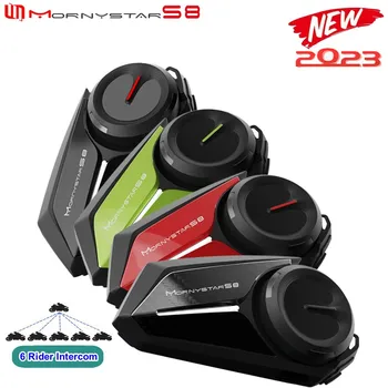 Új Mornystar S8 Motoros Intercom Helmet Headset 1200M 6 Lovas Bluetooth Intercom Kommunikáció, GPS Interphone Vízálló FM